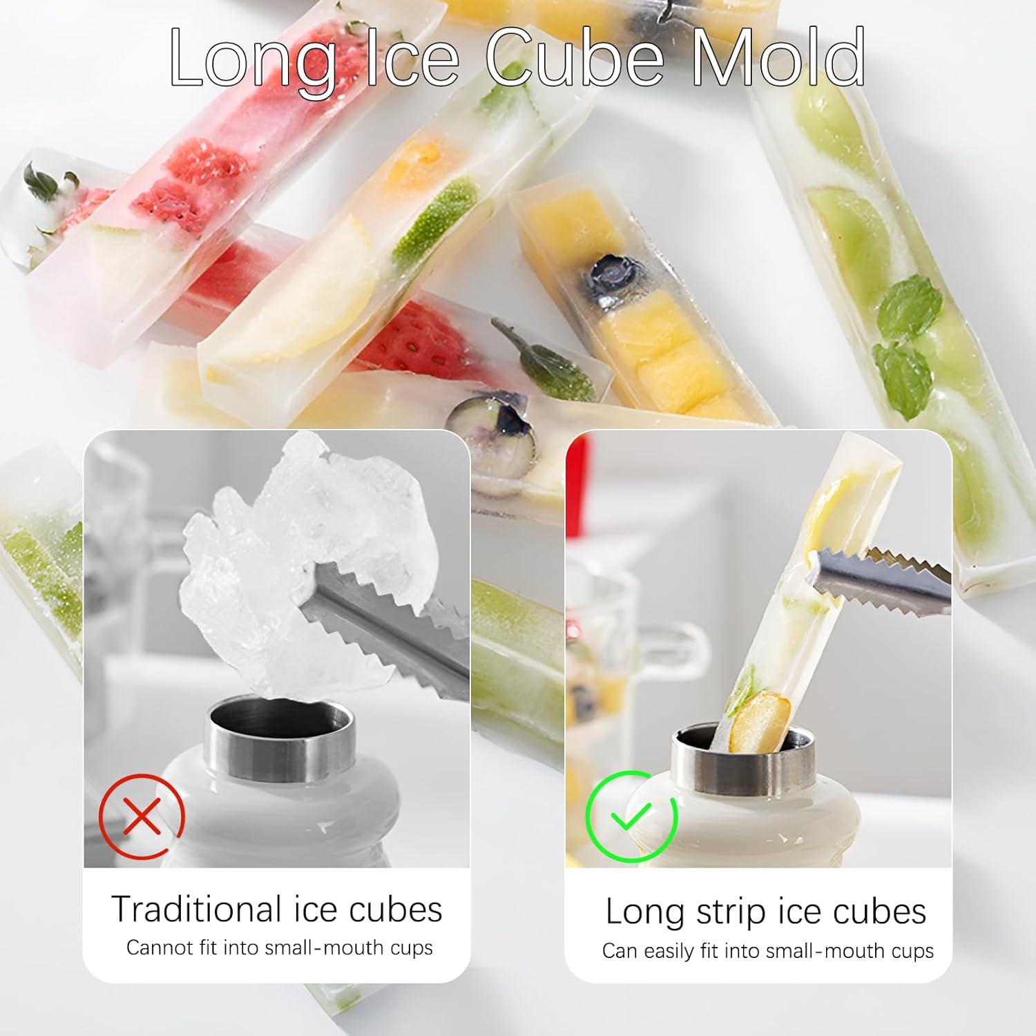 French Fry-Shaped Ice Stick Molds – Creative Narrow Ice Cube Maker for Bottles